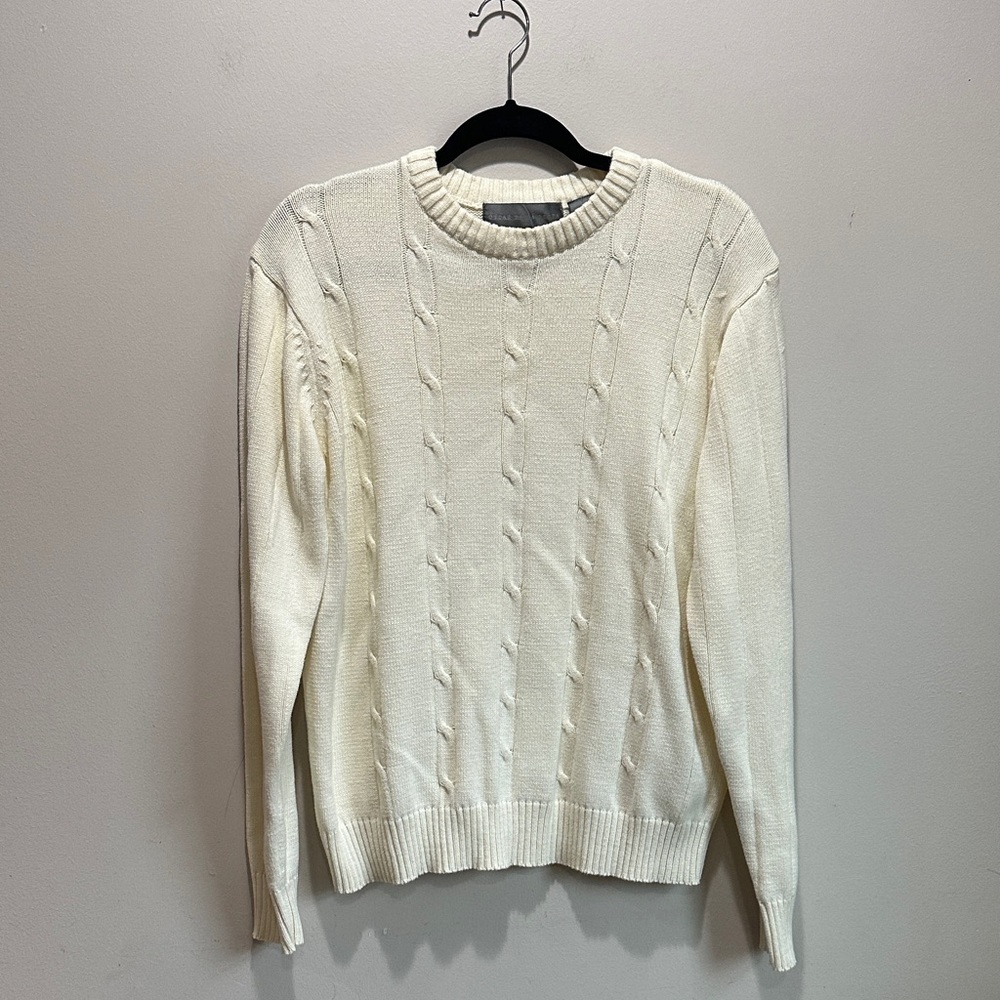 Oscar de la Renta Cream Crewneck Sweater 100% Cotton